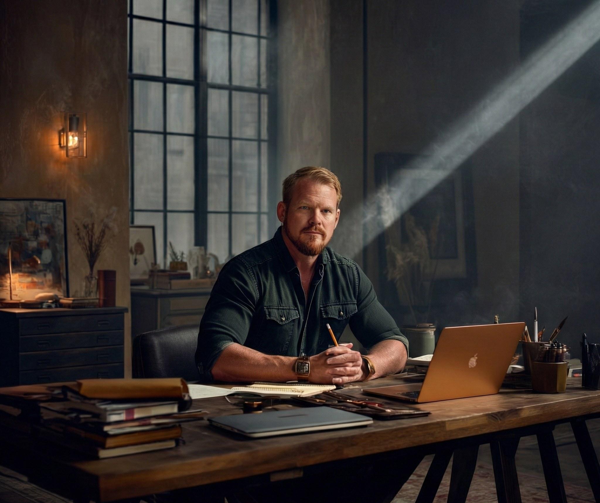 John Carman at his desk