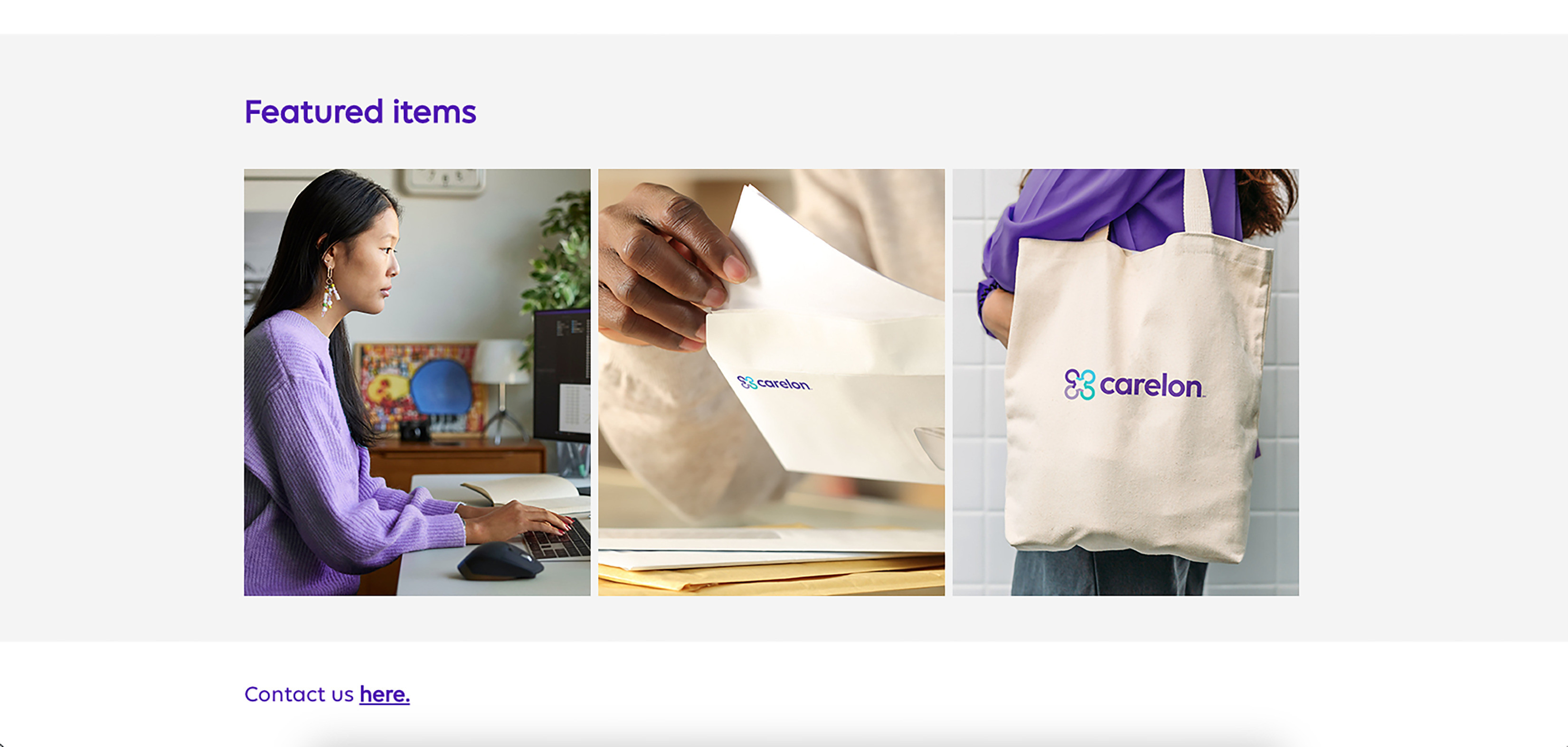 Featured items — Carelon-branded stationery and translations, ordered from the same platform