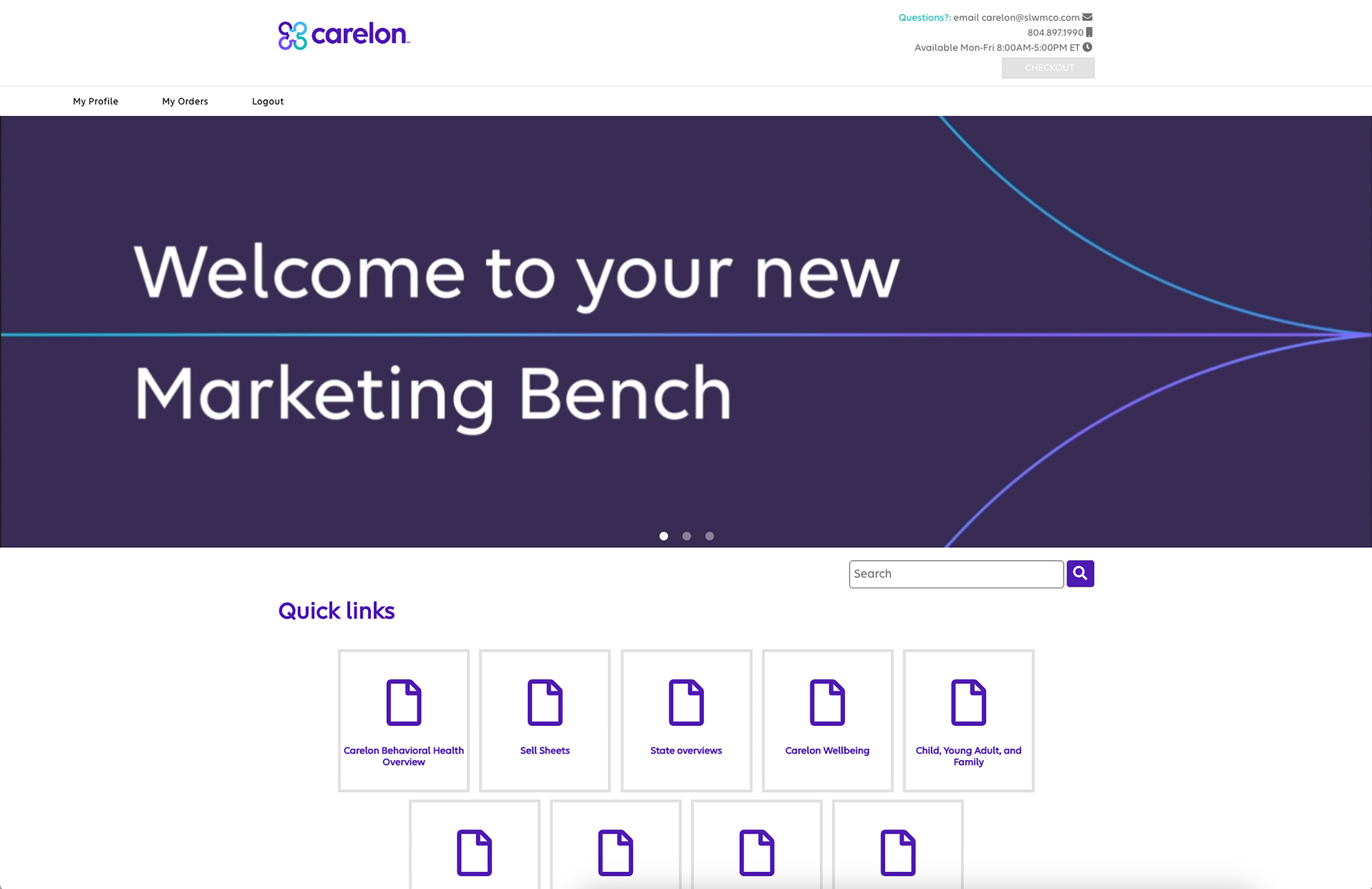 Carelon Marketing Bench — Welcome to your new Marketing Bench, with Quick Links to every material type