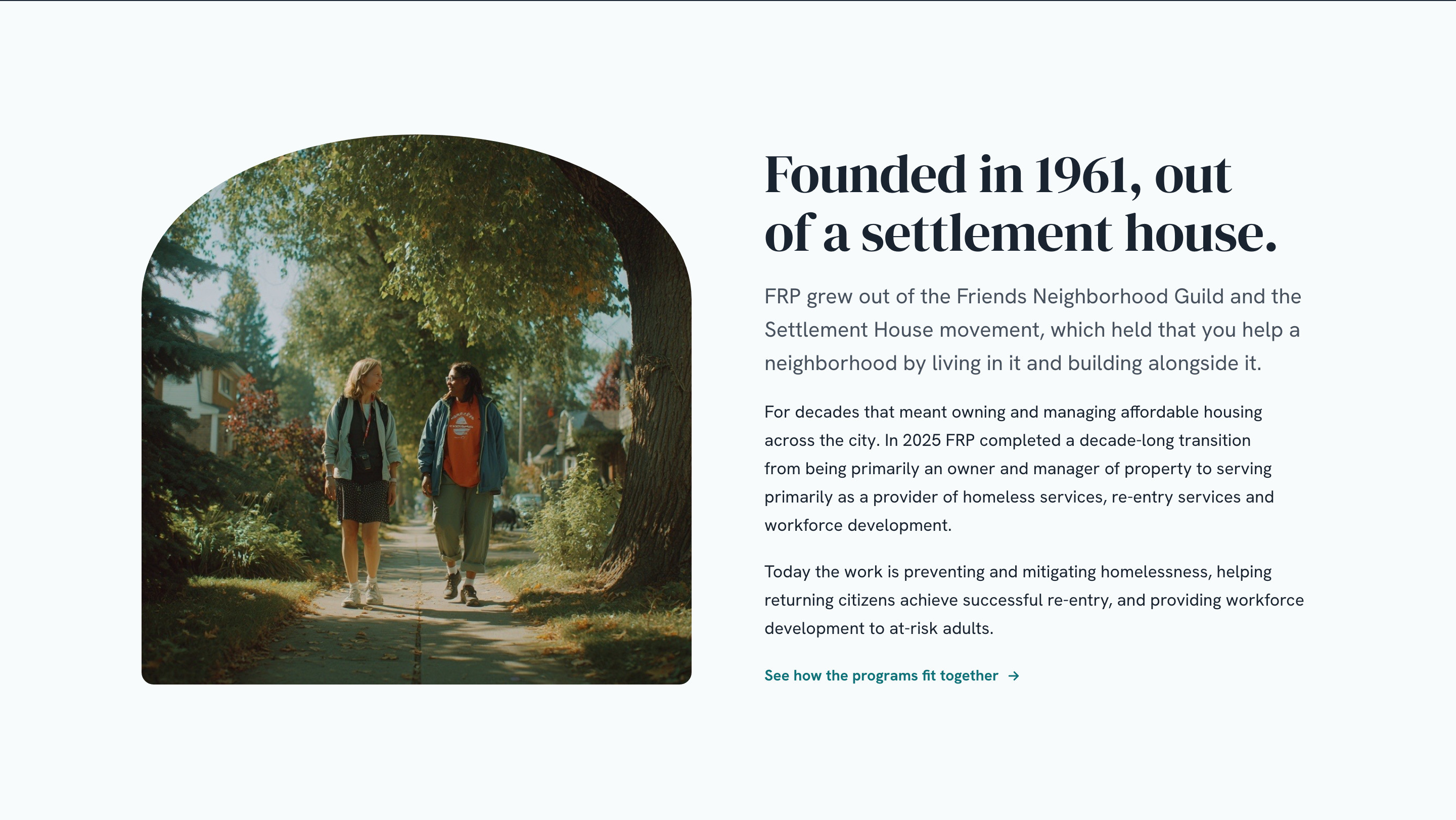 FRP — About: founded in 1961, out of a settlement house