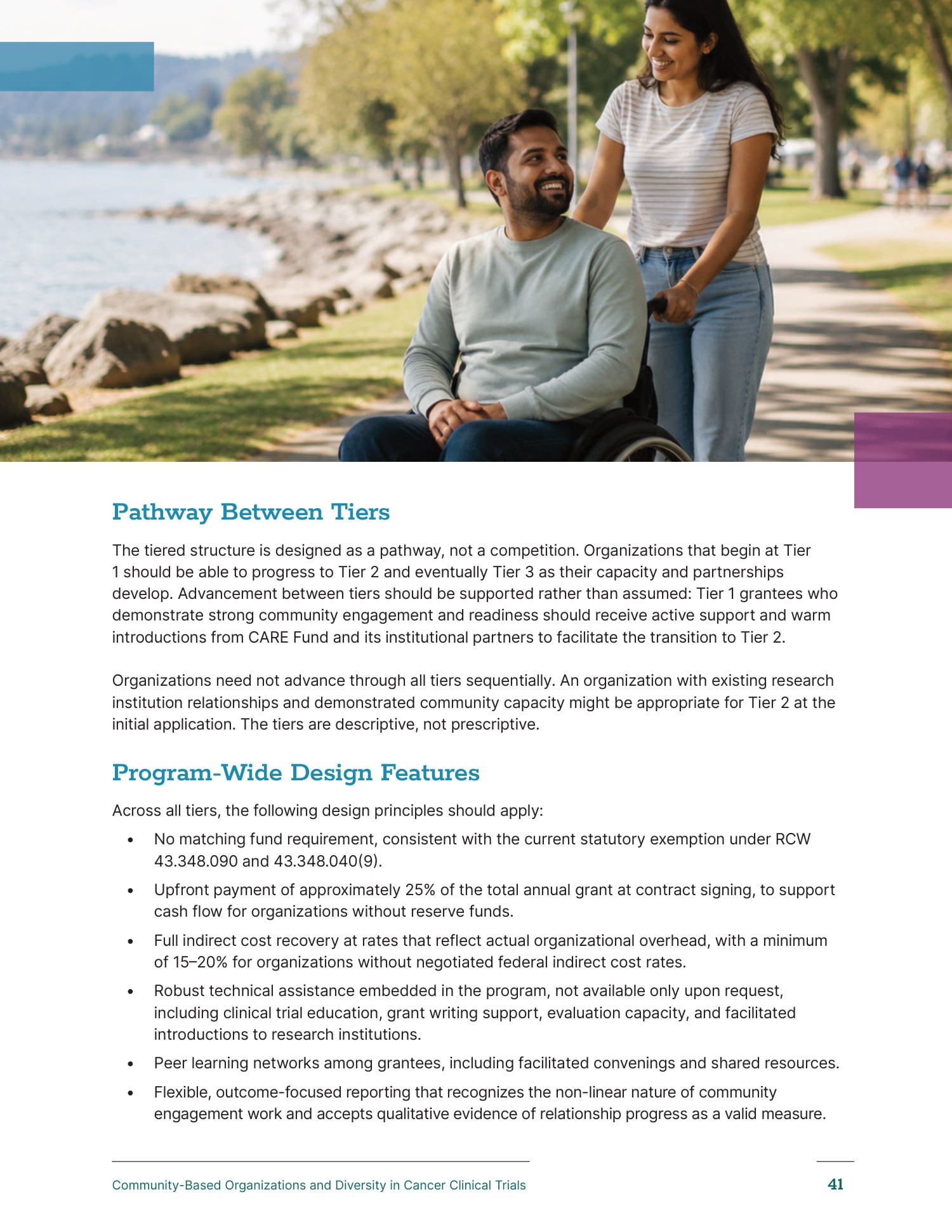 Program design and tiered recommendation framework pages