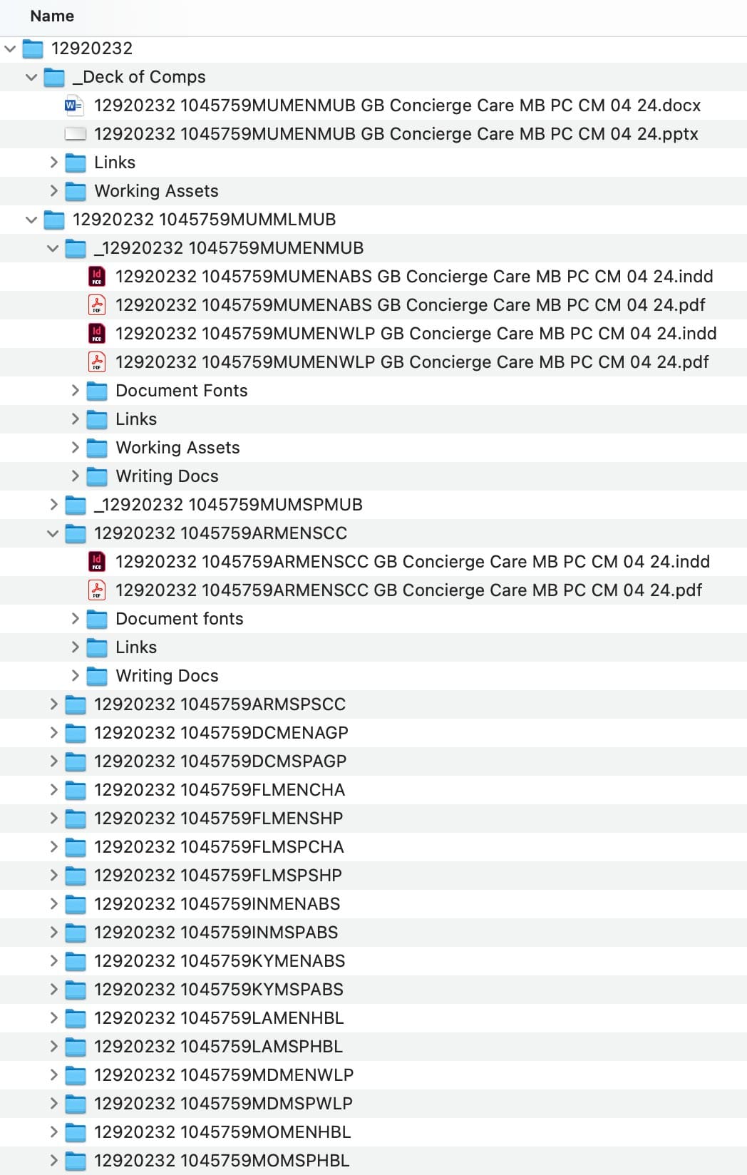 Single Spine file management — deeply nested folders under numeric job codes